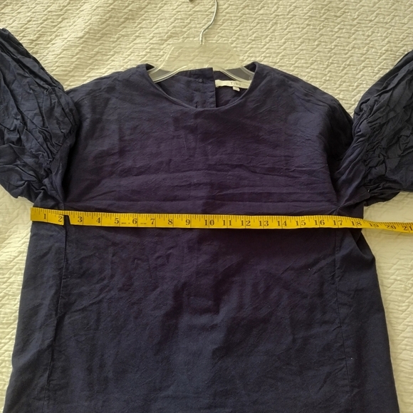 Tibi blue puff sleeves Back Buttons blouse Sz S - Picture 8 of 9